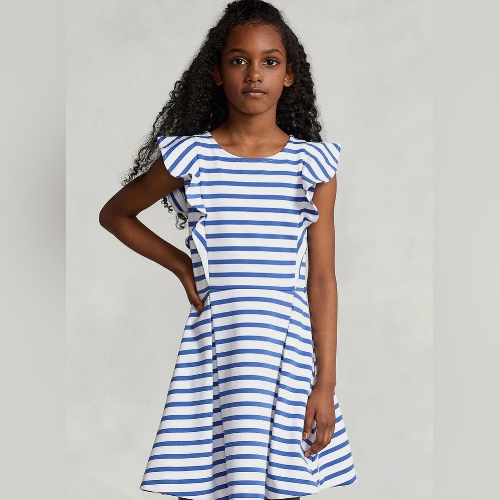 Like New Polo Ralph Lauren Striped Fit & Flare Day Dress, 12-14, MSRP $215